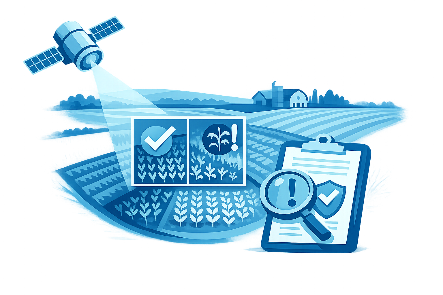 AI-based fraud detection icon for agriculture insurance claims