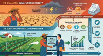 Visual representation of the transition toward sustainable agricultural insurance practices and climate resilience.