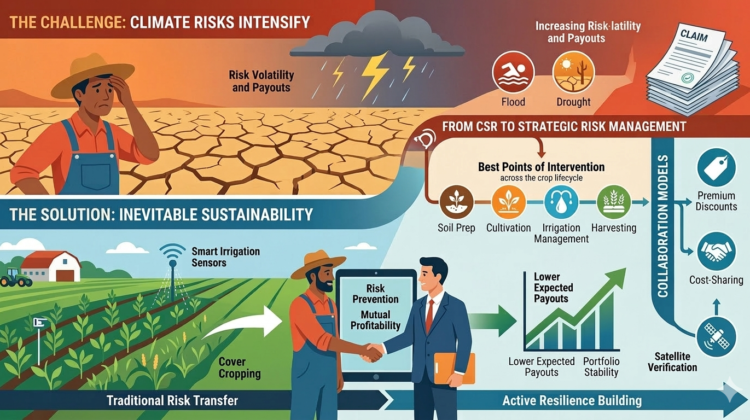 Visual representation of the transition toward sustainable agricultural insurance practices and climate resilience.